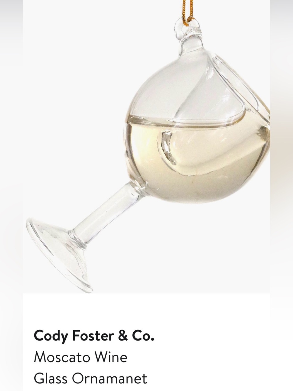 NWT Cody & Foster Moscato Glass Ornament